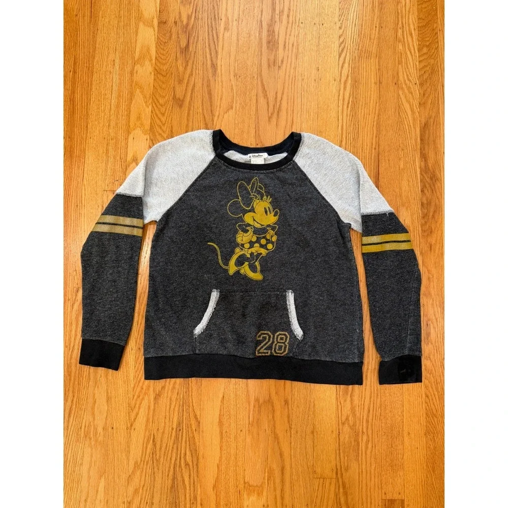 Minnie Mouse Gray Crewneck‎ Sweatshirt Girls Size 28 Disney Pullover